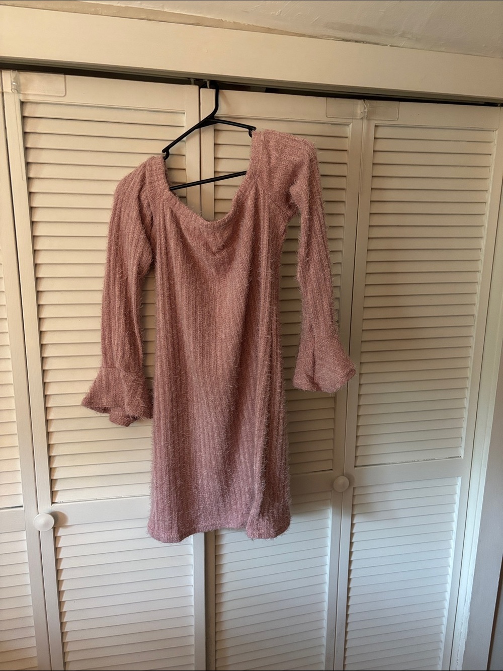 Fashion Nova Dusty Rose Long-Sleeve Knit Scoop Dress
